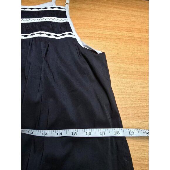 BCBG MaxAzria Dress 4 Black Sundress Geometric Boho Pockets Adjustable Strap - Picture 5 of 15